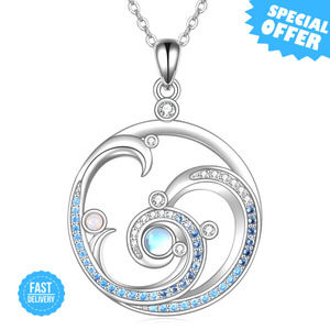 BRAND NEW YFN Wave Necklace Sterling Silver Ocean Wave Pendant